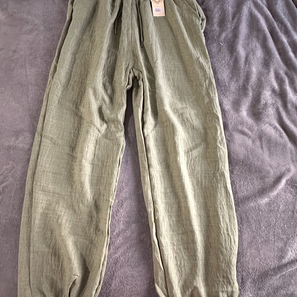 Olive Green Linen Pants